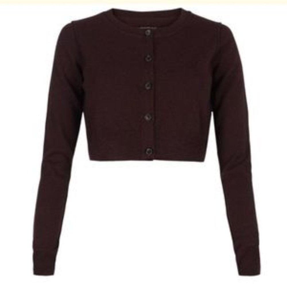 All Saints Cashmere Cropped Cardigan - Burgundy